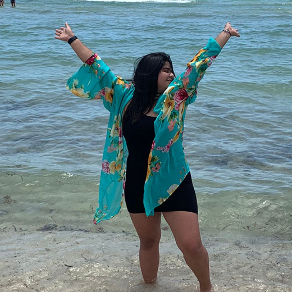 💞 PLUS SIZE Floral Print Kimono Open Front